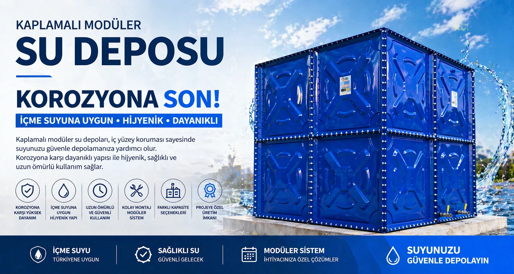 Kaplamalı modüler su deposu çözümleri
